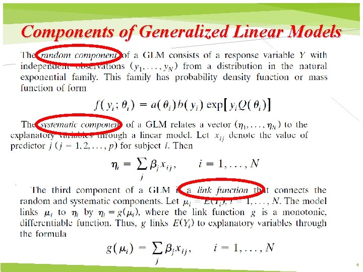 Components of Generalized Linear Models 4 