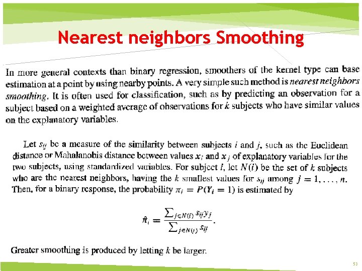 Nearest neighbors Smoothing 53 