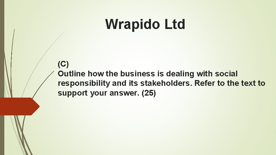 Wrapido Ltd (C) Outline how the business is dealing with social responsibility and its