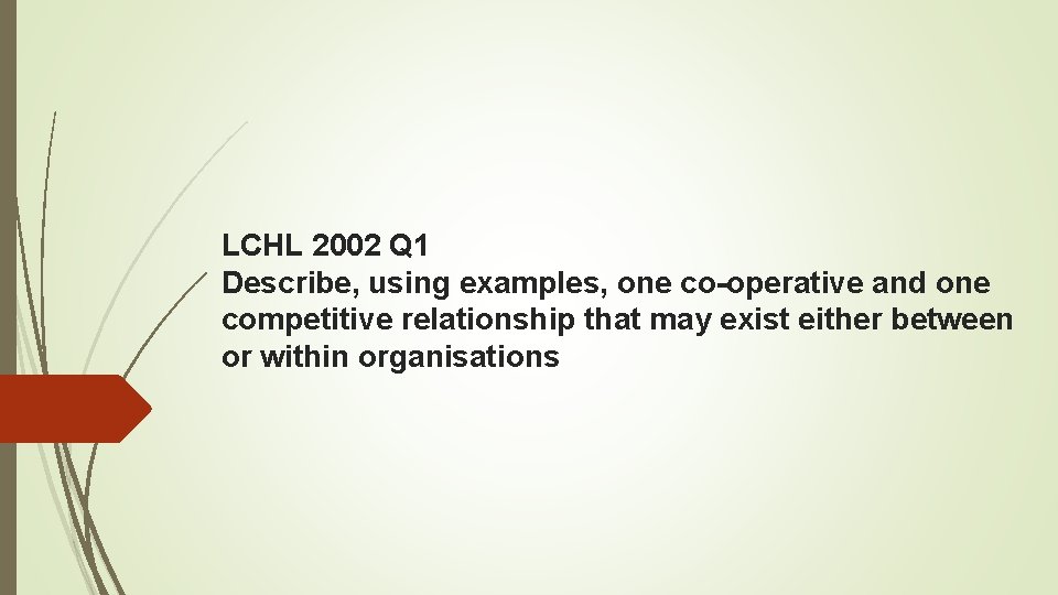 LCHL 2002 Q 1 Describe, using examples, one co-operative and one competitive relationship that