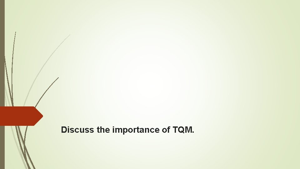 Discuss the importance of TQM. 