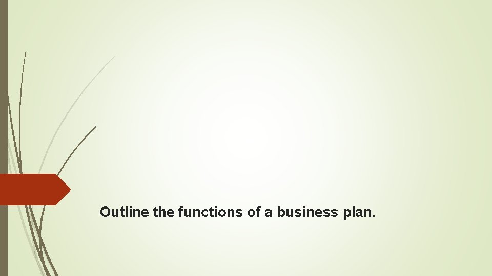 Outline the functions of a business plan. 