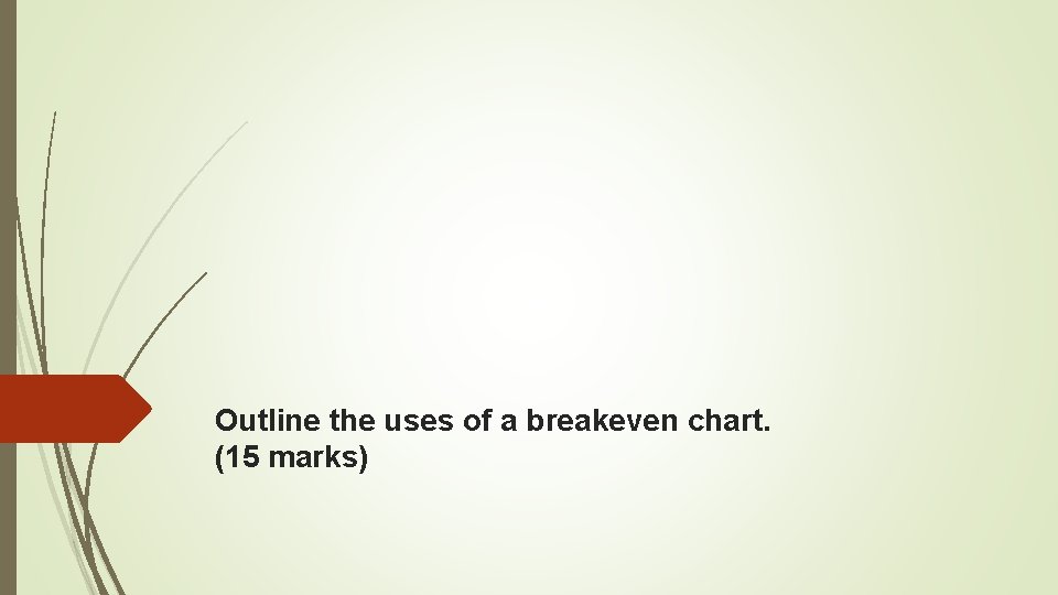 Outline the uses of a breakeven chart. (15 marks) 