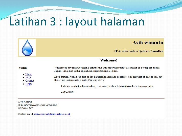 Latihan 3 : layout halaman 
