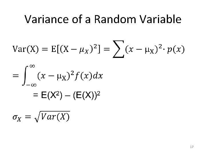 Variance of a Random Variable • 17 