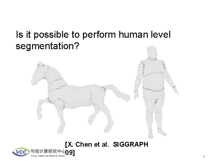 Is it possible to perform human level segmentation? [X. Chen et al. SIGGRAPH 09]