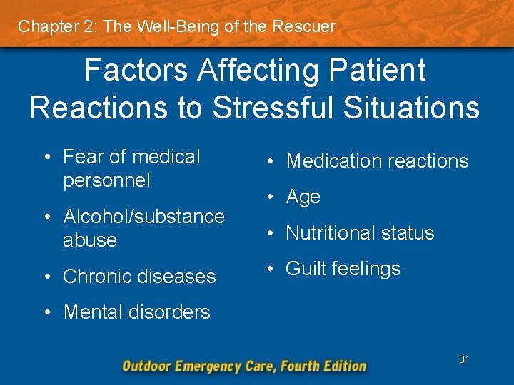 Chapter 2: The Well-Being of the Rescuer Factors Affecting Patient Reactions to Stressful Situations