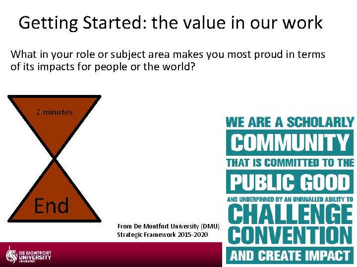 Getting Started: the value in our work What in your role or subject area