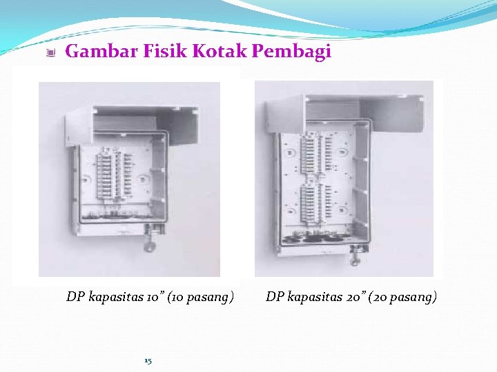 Gambar Fisik Kotak Pembagi DP kapasitas 10” (10 pasang) 15 DP kapasitas 20” (20