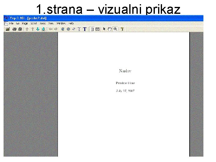 1. strana – vizualni prikaz 