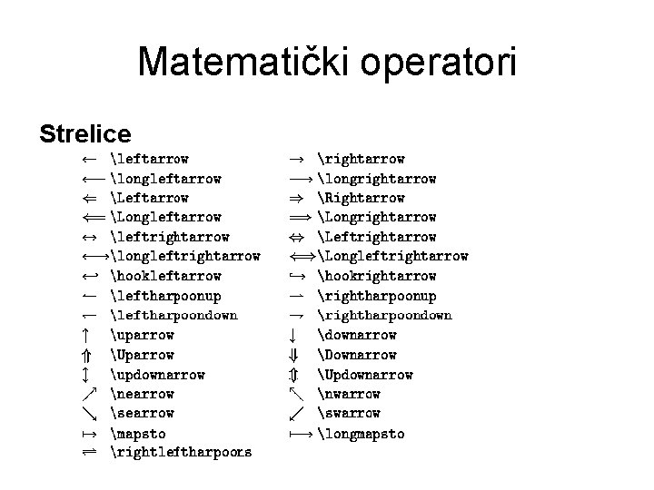 Matematički operatori Strelice 