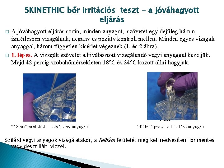 SKINETHIC bőr irritációs teszt - a jóváhagyott eljárás � � A jóváhagyott eljárás során,