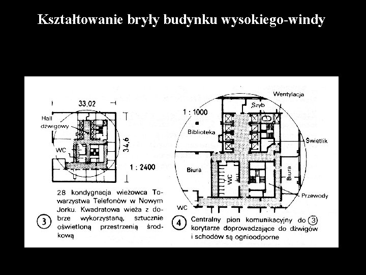 Kształtowanie bryły budynku wysokiego-windy 