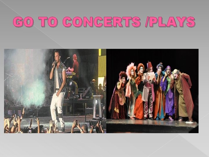 GO TO CONCERTS /PLAYS 