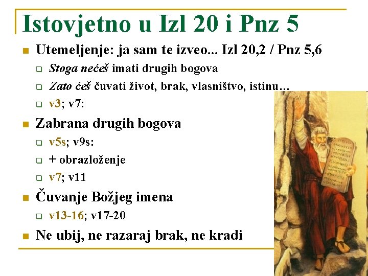 Istovjetno u Izl 20 i Pnz 5 n Utemeljenje: ja sam te izveo. .