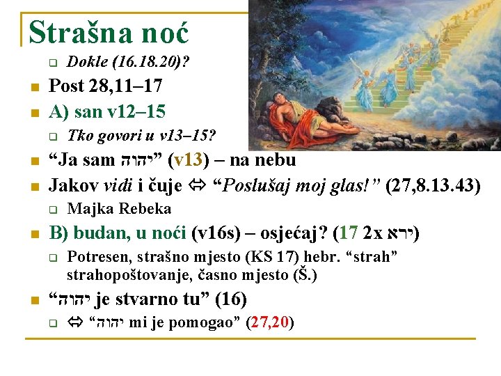 Strašna noć q n n Post 28, 11– 17 A) san v 12– 15