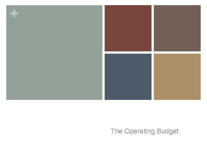 + The Operating Budget 