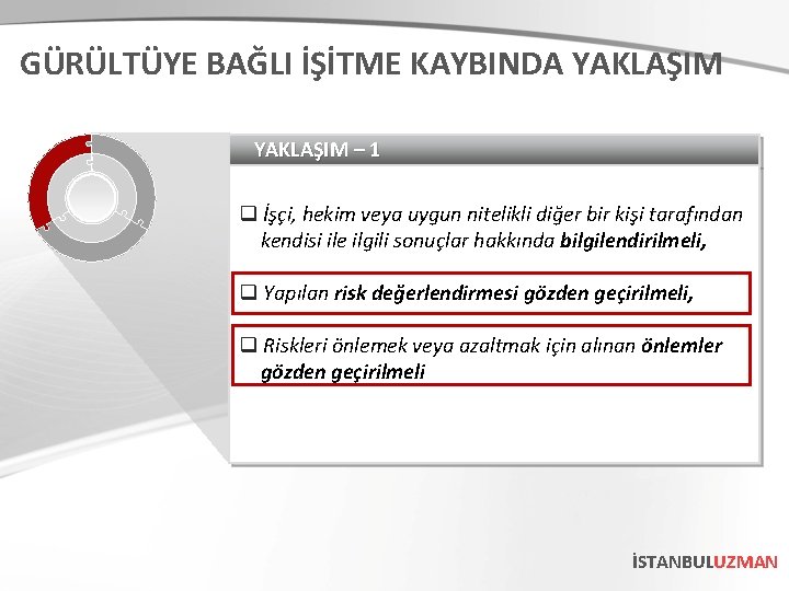 GÜRÜLTÜYE BAĞLI İŞİTME KAYBINDA YAKLAŞIM – 1 q İşçi, hekim veya uygun nitelikli diğer