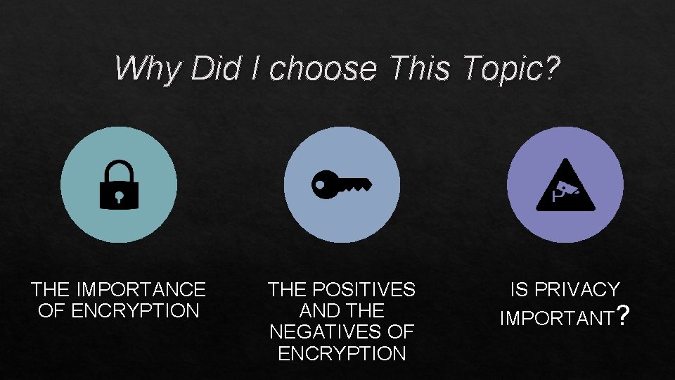 Why Did I choose This Topic? THE IMPORTANCE OF ENCRYPTION THE POSITIVES AND THE