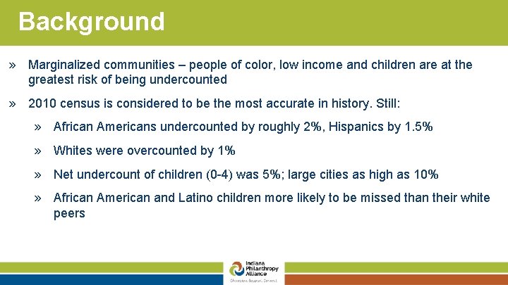 Background » Marginalized communities – people of color, low income and children are at