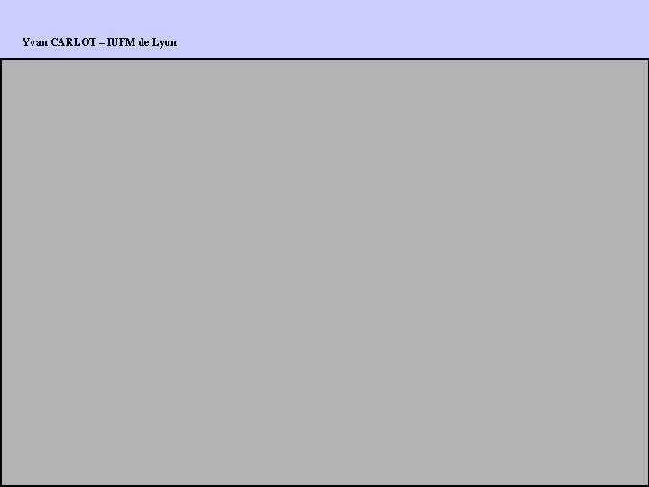 Yvan CARLOT – IUFM de Lyon 