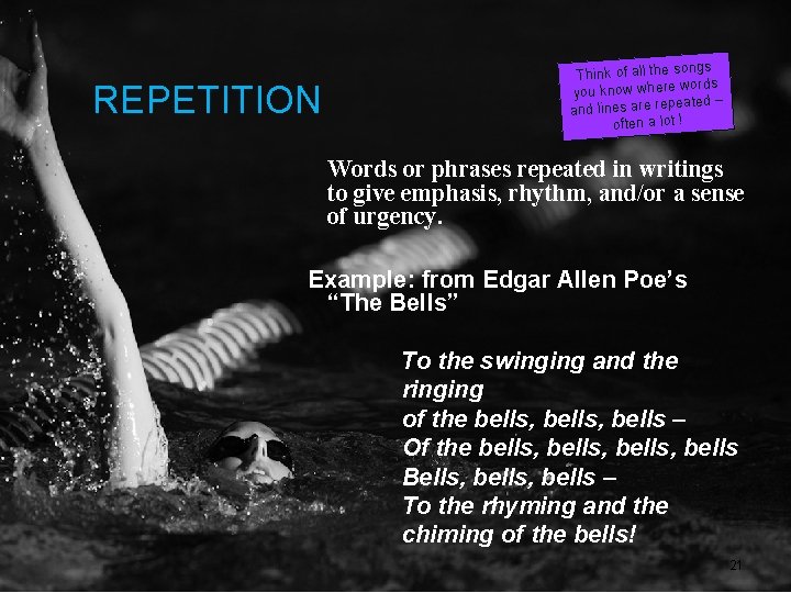 REPETITION ngs Think of all the so words you know where eated – and