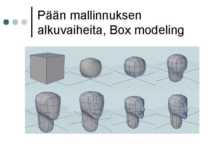 Pään mallinnuksen alkuvaiheita, Box modeling Pään mallinnuksen alkuvaiheita, Box modeling