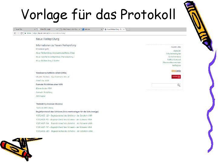 Vorlage für das Protokoll 