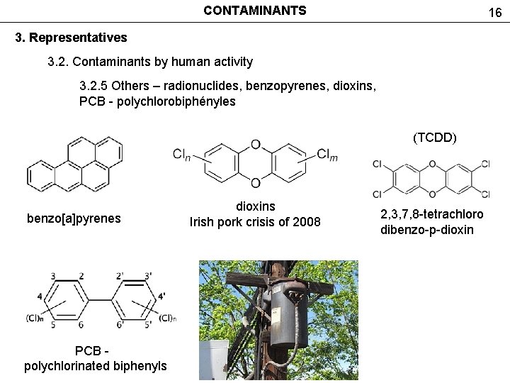 CONTAMINANTS 16 3. Representatives 3. 2. Contaminants by human activity 3. 2. 5 Others