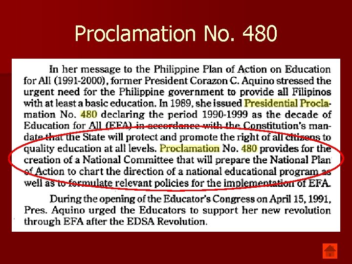 Proclamation No. 480 