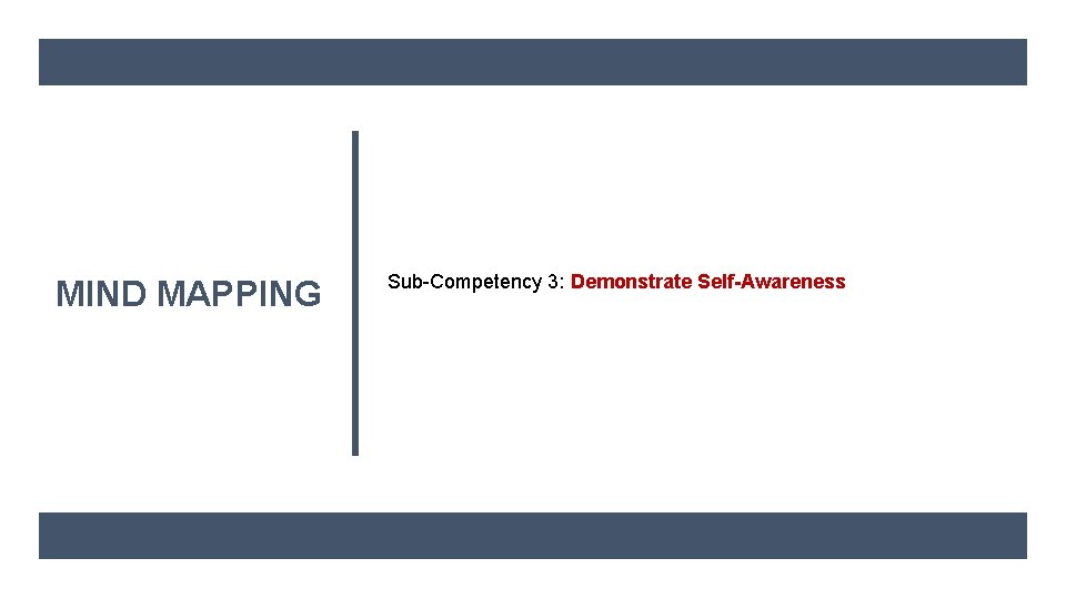 MIND MAPPING Sub-Competency 3: Demonstrate Self-Awareness 