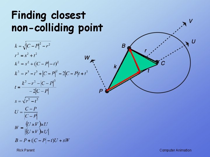 Finding closest non-colliding point Rick Parent Computer Animation 