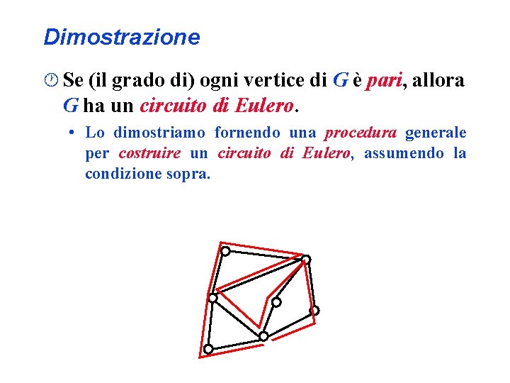 Dimostrazione · Se (il grado di) ogni vertice di G è pari, allora G