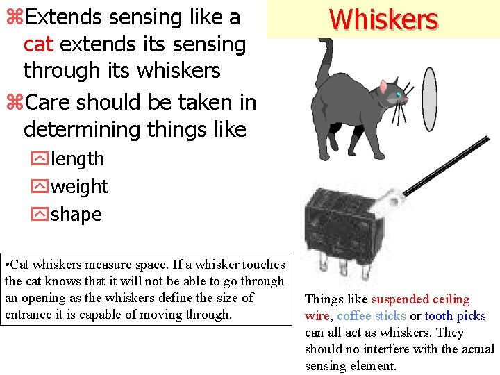 z. Extends sensing like a cat extends its sensing through its whiskers z. Care