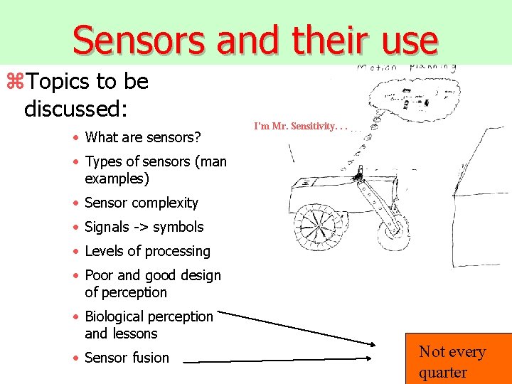 Sensors and their use z. Topics to be discussed: · What are sensors? I’m