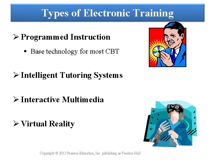Types of Electronic Training Ø Programmed Instruction § Base technology for most CBT Ø