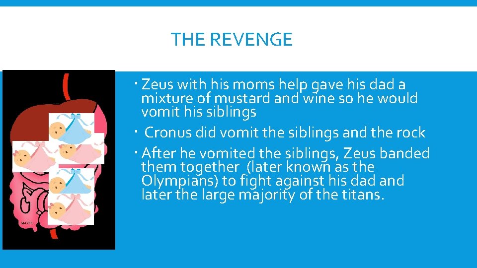 THE REVENGE Zeus with his moms help gave his dad a mixture of mustard