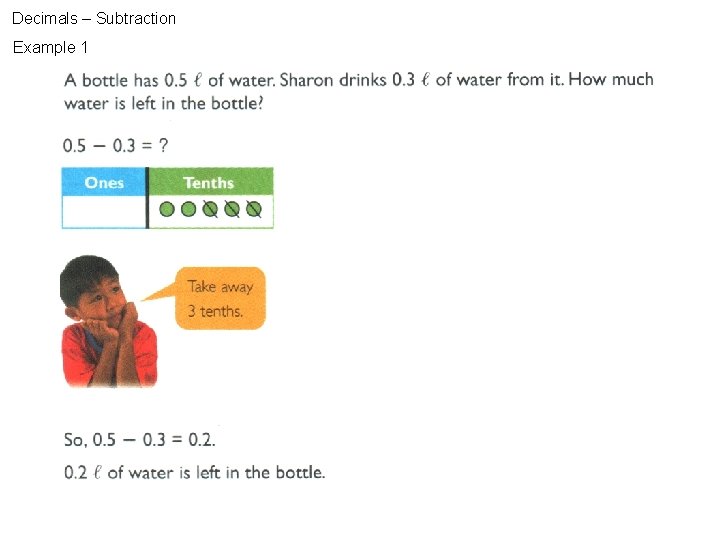 Decimals – Subtraction Example 1 