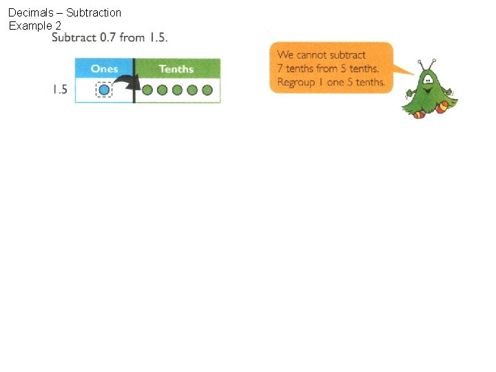 Decimals – Subtraction Example 2 
