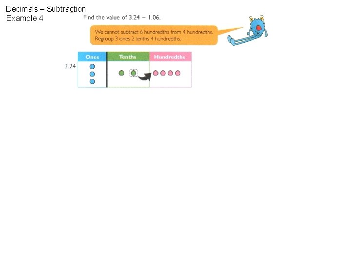 Decimals – Subtraction Example 4 