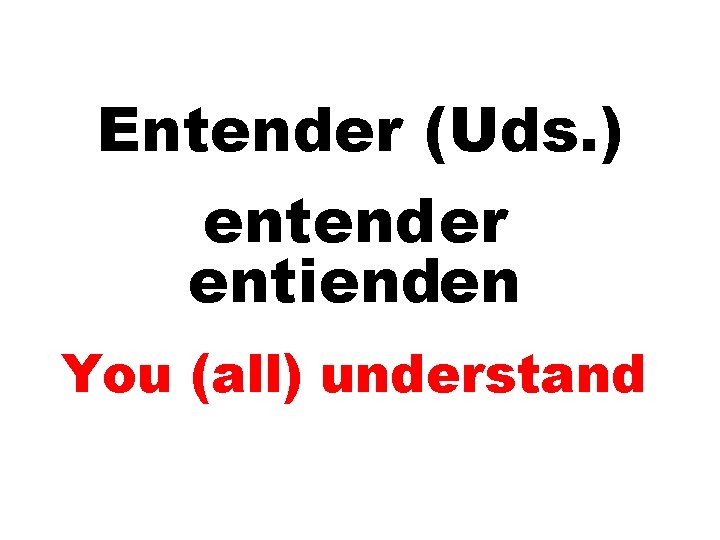 Entender (Uds. ) entender entienden You (all) understand 