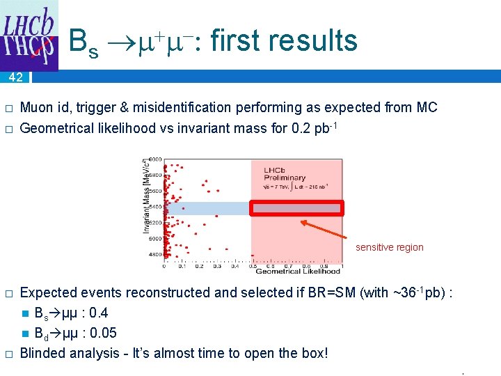 Bs + -: first results 42 � � Muon id, trigger & misidentification performing