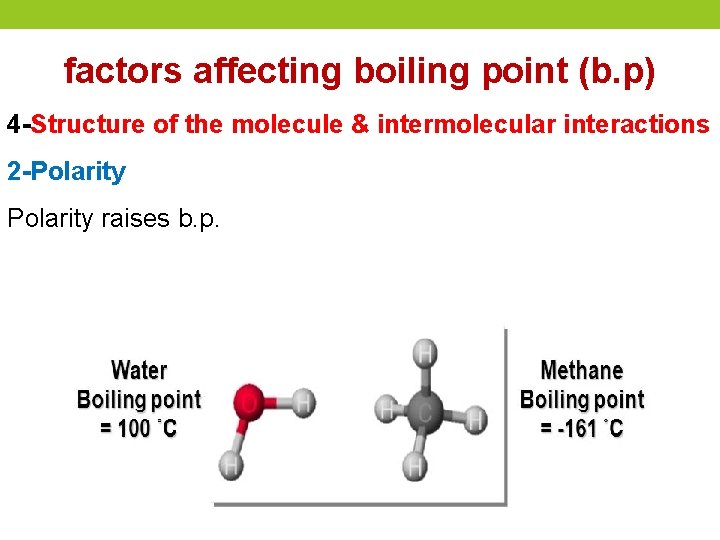 factors affecting boiling point (b. p) 4 -Structure of the molecule & intermolecular interactions