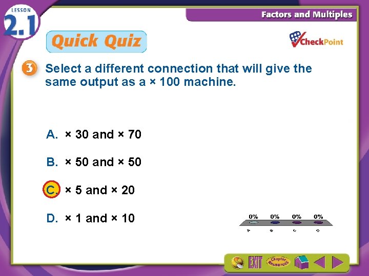 Select a different connection that will give the same output as a × 100