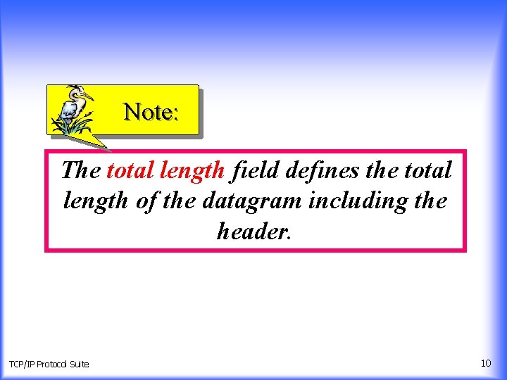 Note: The total length field defines the total length of the datagram including the