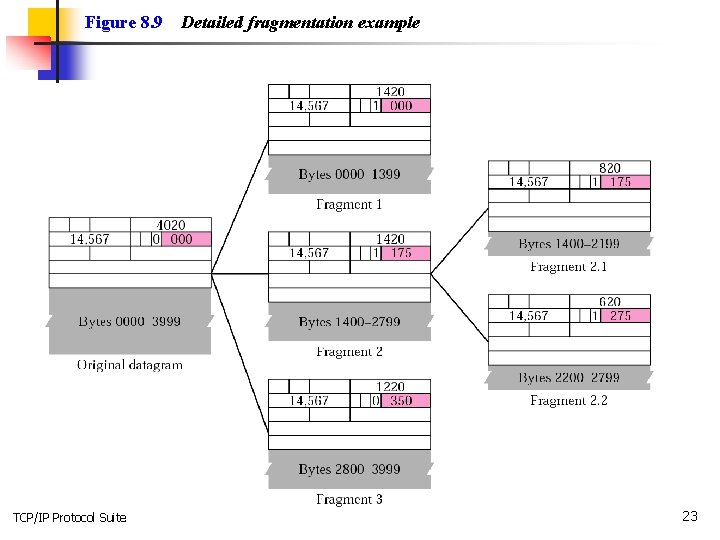 Figure 8. 9 TCP/IP Protocol Suite Detailed fragmentation example 23 
