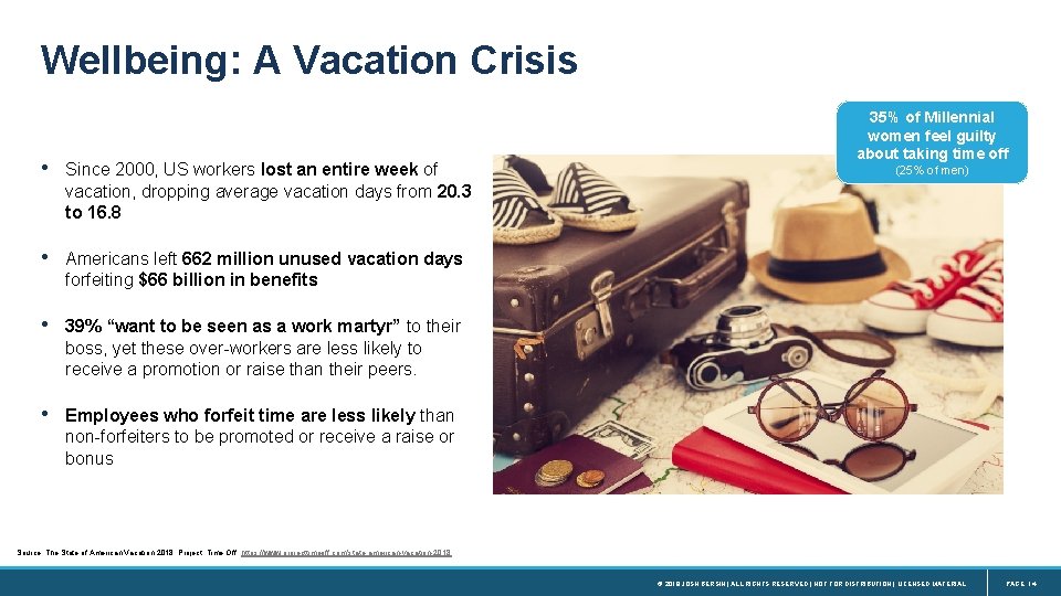 Wellbeing: A Vacation Crisis • Since 2000, US workers lost an entire week of