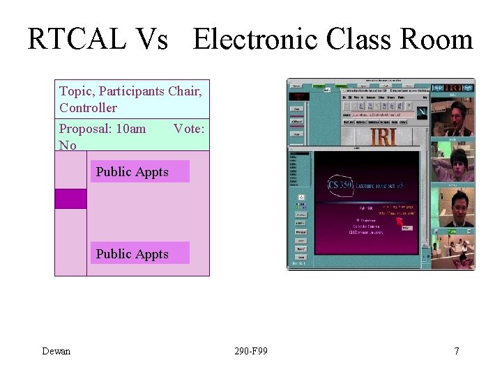 RTCAL Vs Electronic Class Room Topic, Participants Chair, Controller Proposal: 10 am No Vote:
