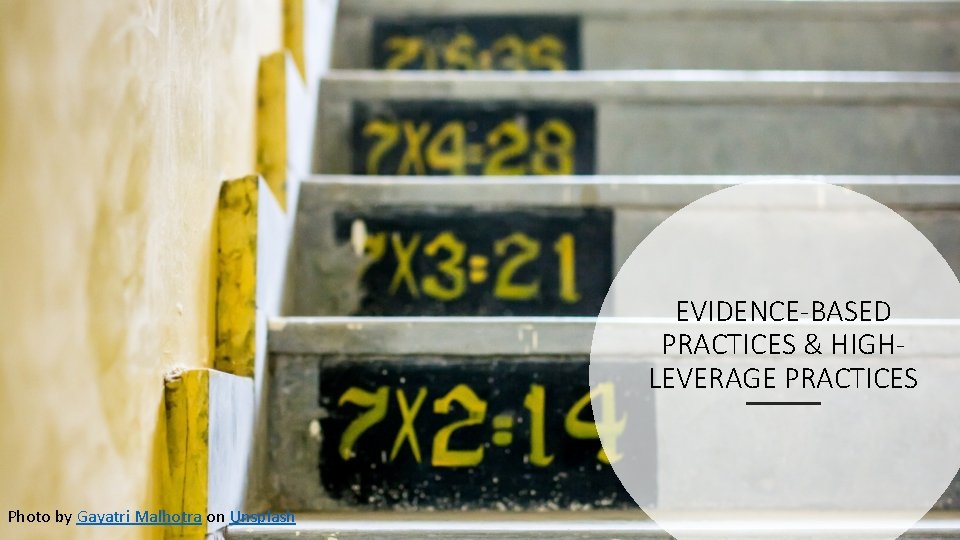 EVIDENCE-BASED PRACTICES & HIGHLEVERAGE PRACTICES Photo by Gayatri Malhotra on Unsplash 