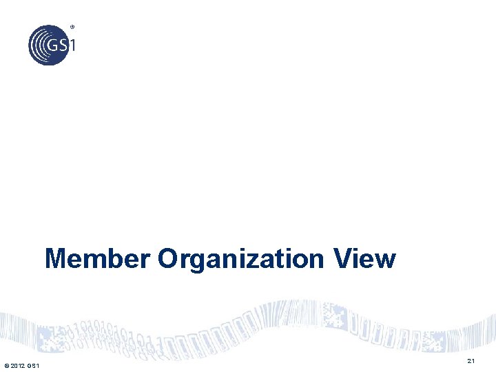 Member Organization View © 2012 GS 1 21 